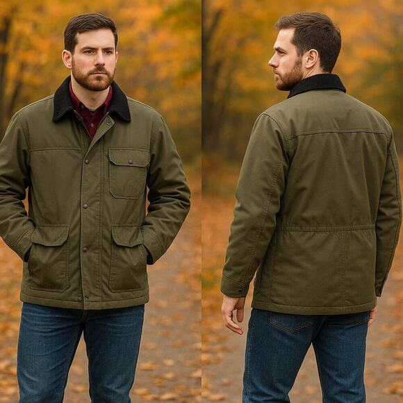 Smith & Hawken Other - Smith & Hawken Olive Green Barn/Work/Chore Coat Corduroy Collar Men’s Large